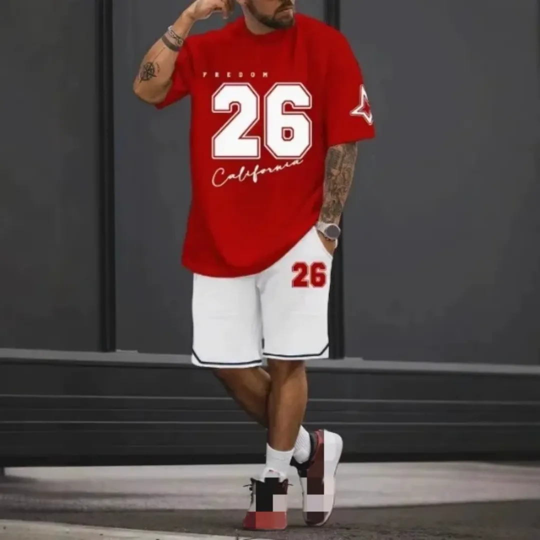 Ensemble décontracté homme rouge et blanc \"California