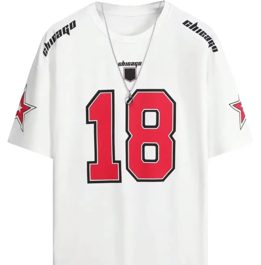 T-shirt Homme Blanc – Style Sportif \"Chicago 18\"