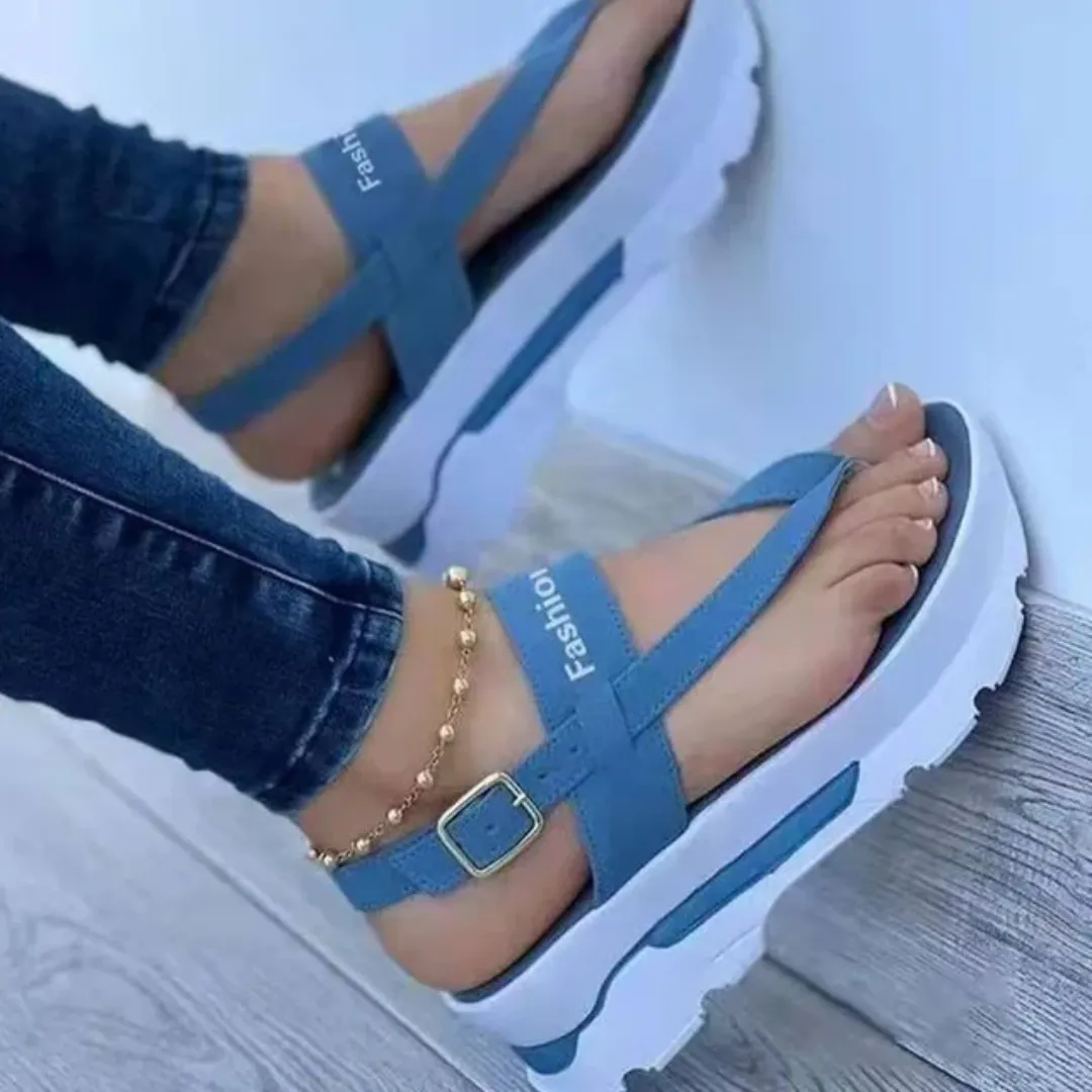 Sandales d'été à plateforme antidérapantes pour femmes – Bout large, confort PVC