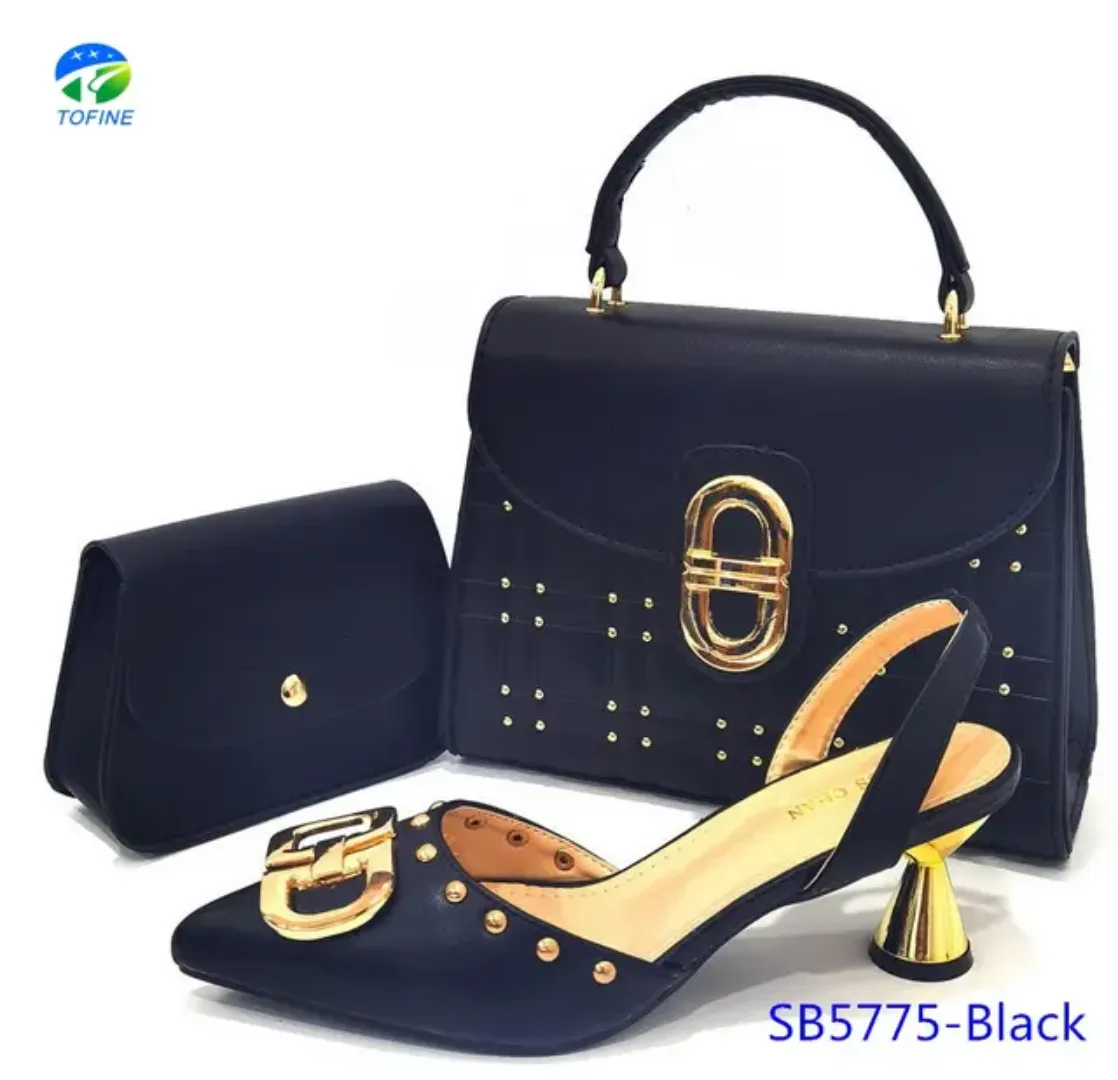 Ensemble Élégant Femme : Sandales à Talon 2.4 pouces + 2 Sacs Assortis (Main & Pochette)