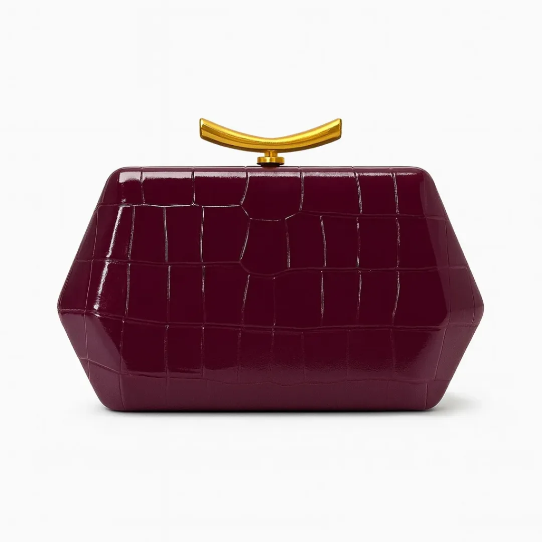 Sac à Main Femme Motif Crocodile avec Chaîne Dorée