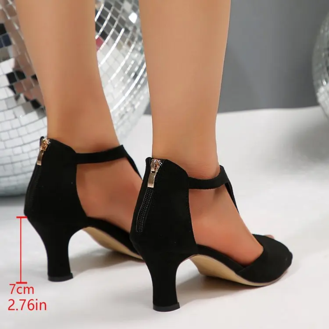 Sandales à talons femme ouvertes noir et rouge – modèle mode confortable grande taille
