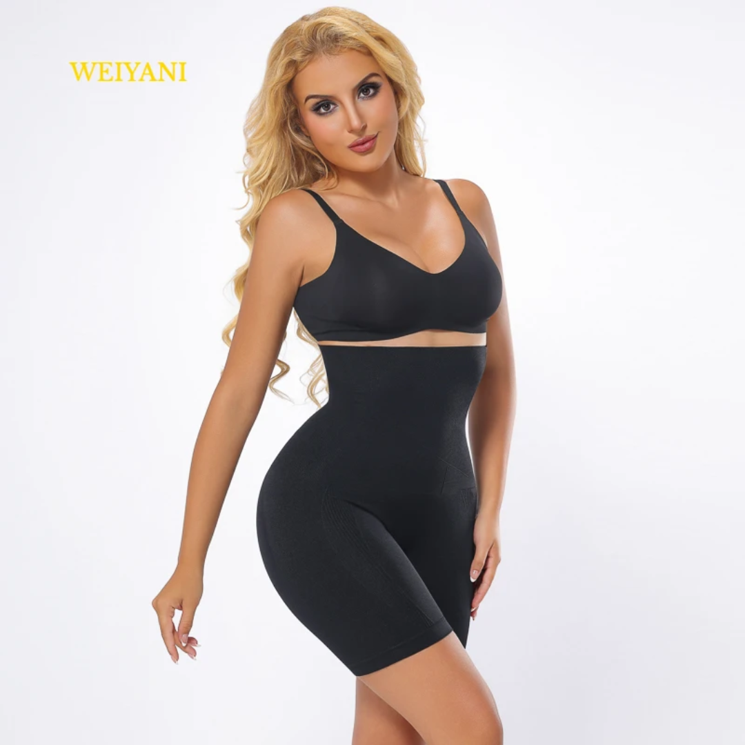 Short gainant taille haute sans coutures pour femme avec effet ventre plat et rehausseur de hanches