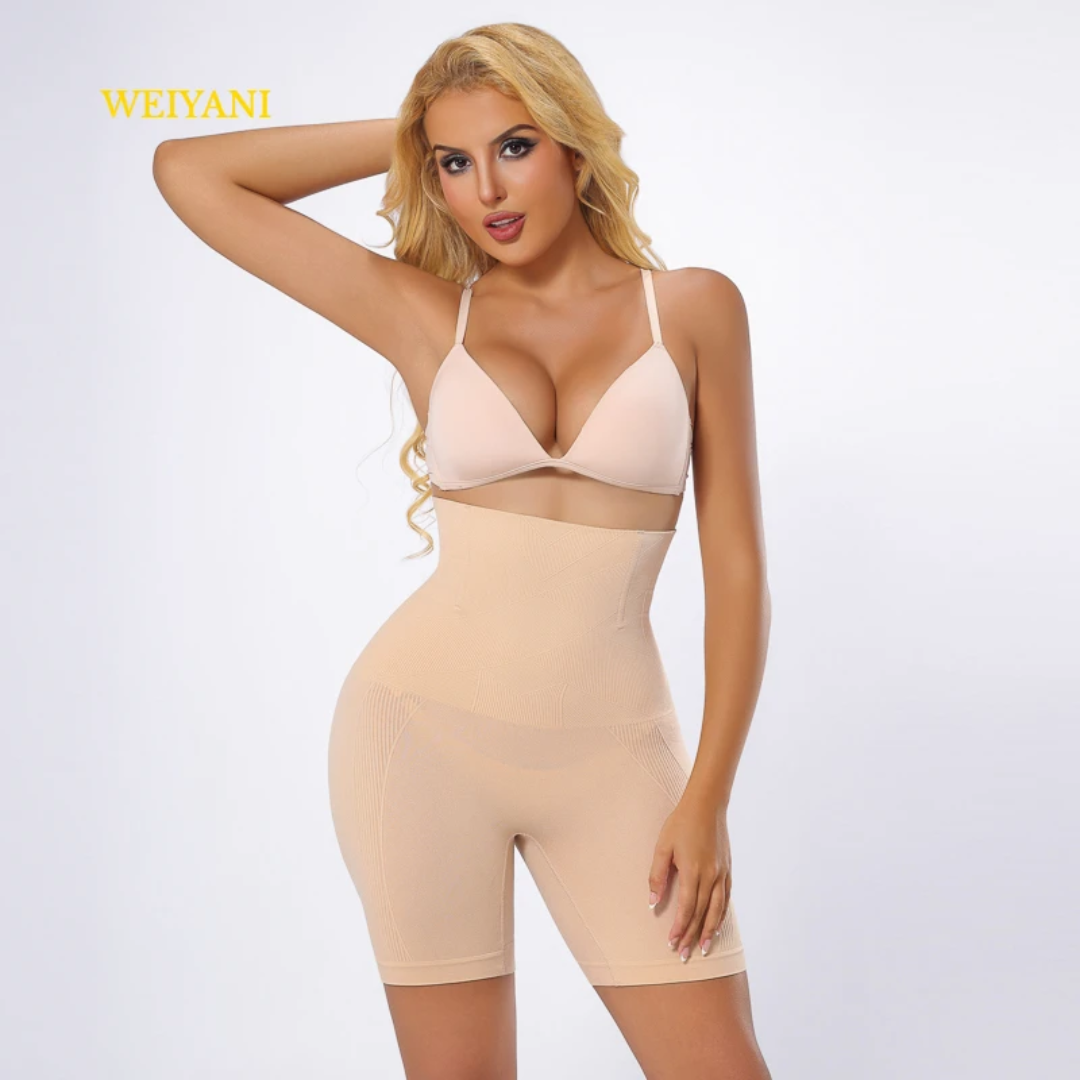 Short gainant taille haute sans coutures pour femme avec effet ventre plat et rehausseur de hanches