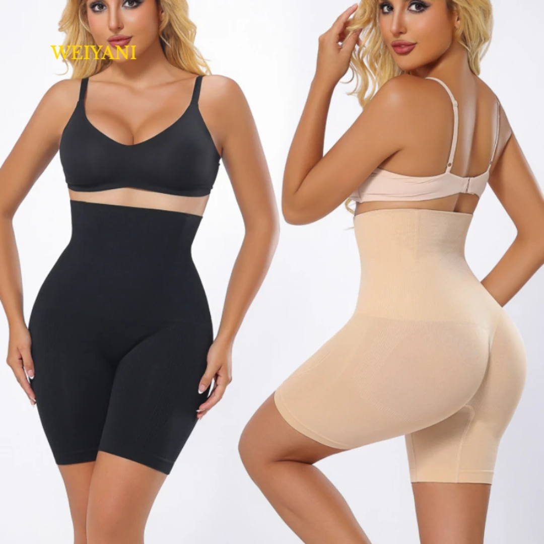 Short gainant taille haute sans coutures pour femme avec effet ventre plat et rehausseur de hanches