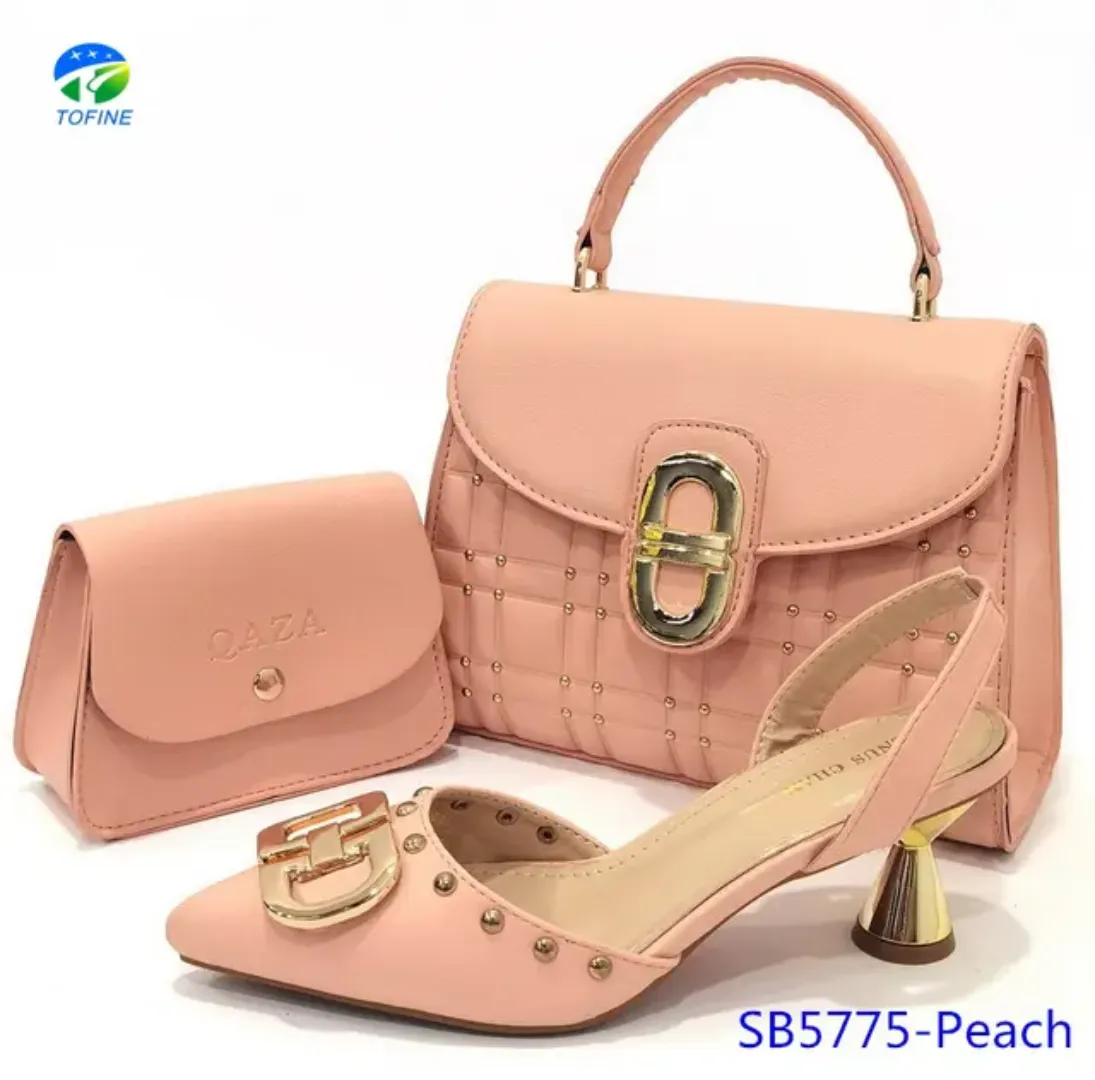 Ensemble Élégant Femme : Sandales à Talon 2.4 pouces + 2 Sacs Assortis (Main & Pochette)