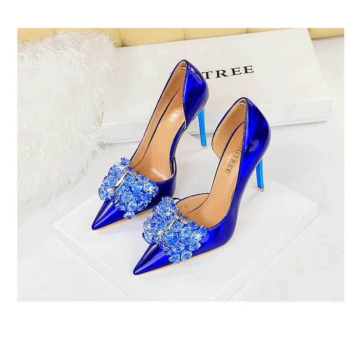 Escarpins Talons Hauts Bout Pointu Strass BIG TREE – Chaussures Mariage Femme 10.5cm