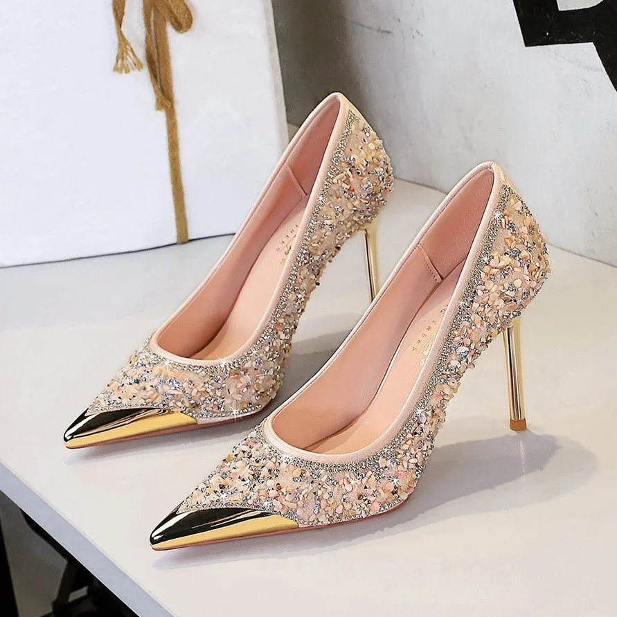 Escarpins Talons Aiguilles Femme – Bout Pointu Strass & Cristal | Bureau & Mariage