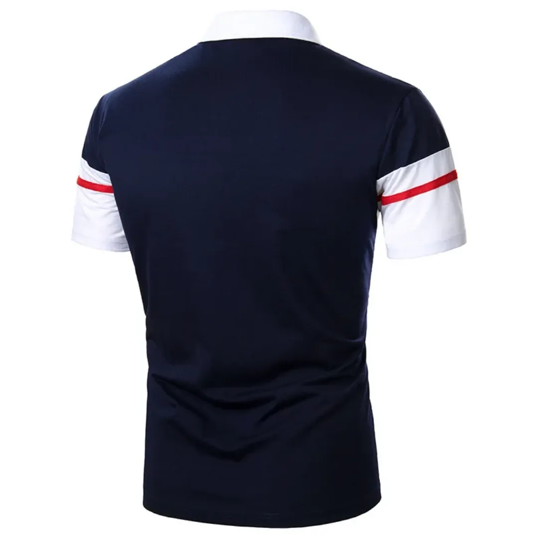 Polo Homme Tricolore à Manches Courtes – Style Casual Chic