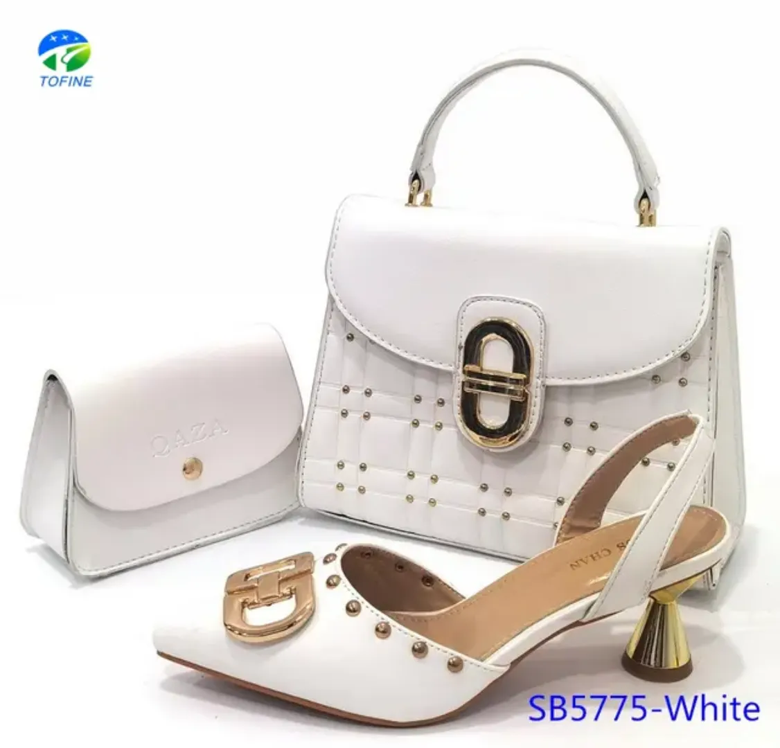 Ensemble Élégant Femme : Sandales à Talon 2.4 pouces + 2 Sacs Assortis (Main & Pochette)