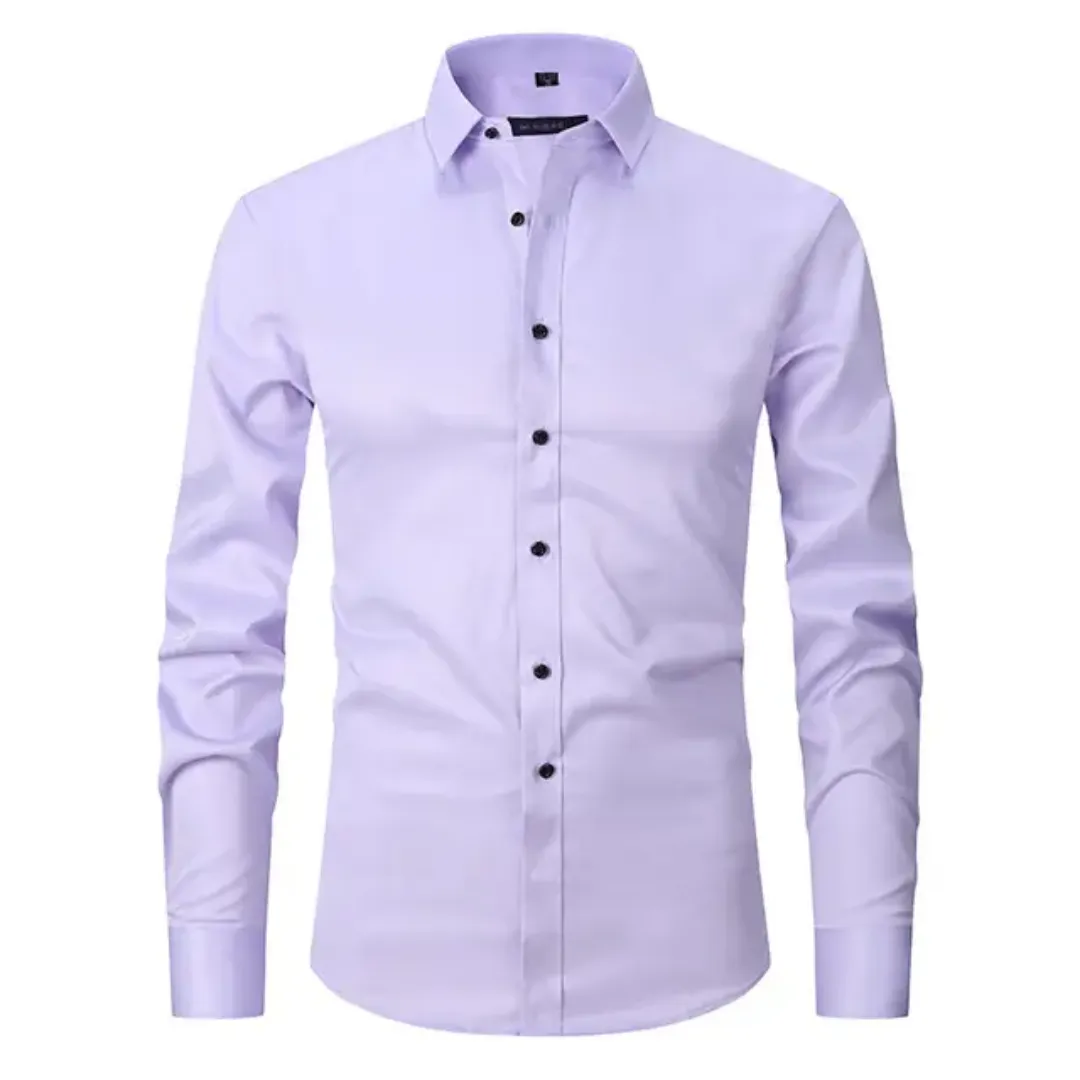 Chemise Homme Slim Fit – Bleu Ciel Élégant à Boutons Noirs