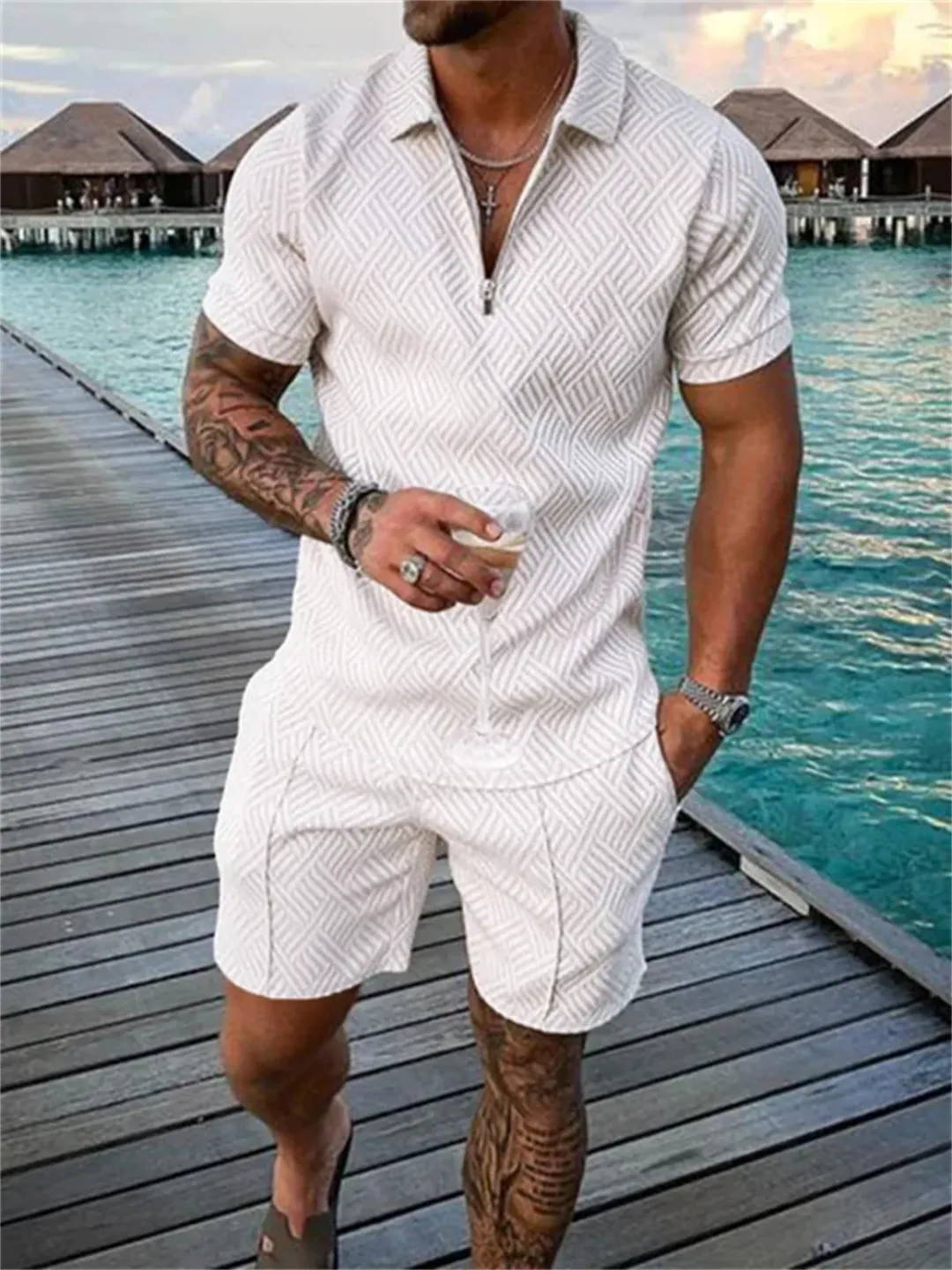 Polo Homme Dégradé à Motifs – Style Urbain et Moderne