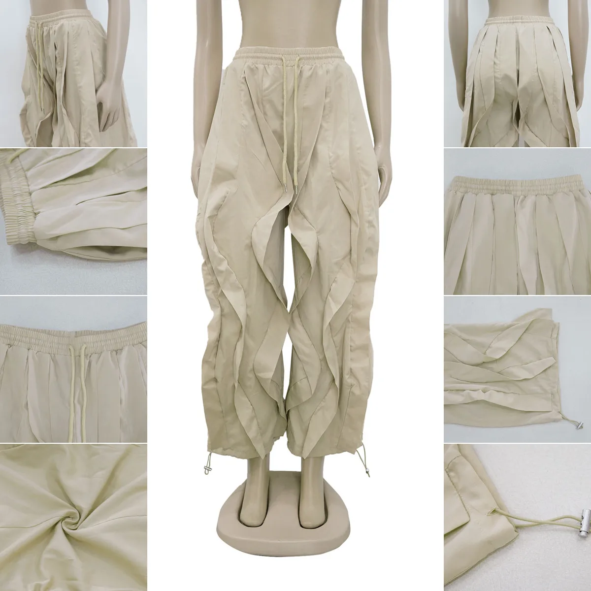 Pantalon Cargo Femme K3685 – Style Streetwear Élégant avec Poches & Volants