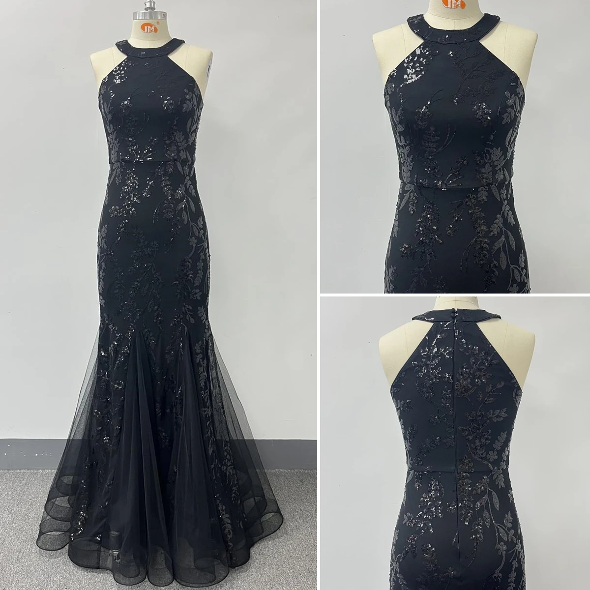 Robe Sirène Longue à Paillettes Col Halter – Soirée & Bal | TW00225