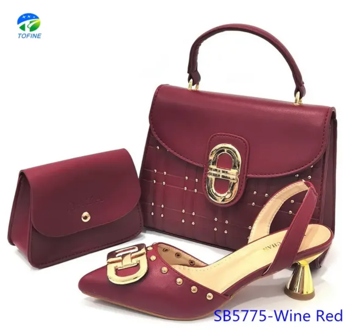 Ensemble Élégant Femme : Sandales à Talon 2.4 pouces + 2 Sacs Assortis (Main & Pochette)