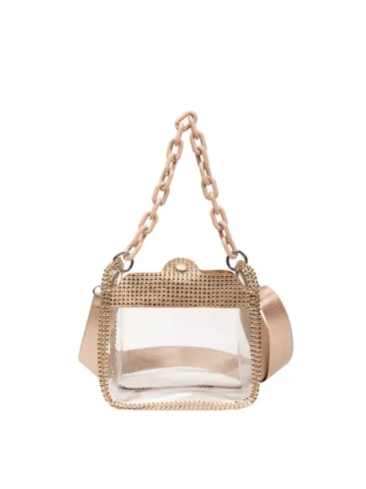 Sac Transparent à Chaîne et Strass - Tendance et Originalité