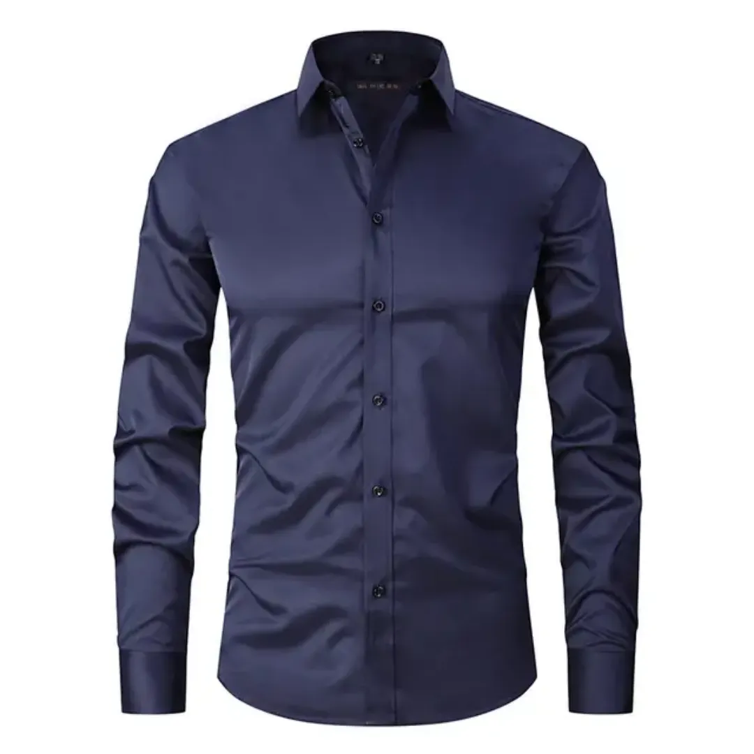 Chemise Homme Slim Fit – Bleu Ciel Élégant à Boutons Noirs