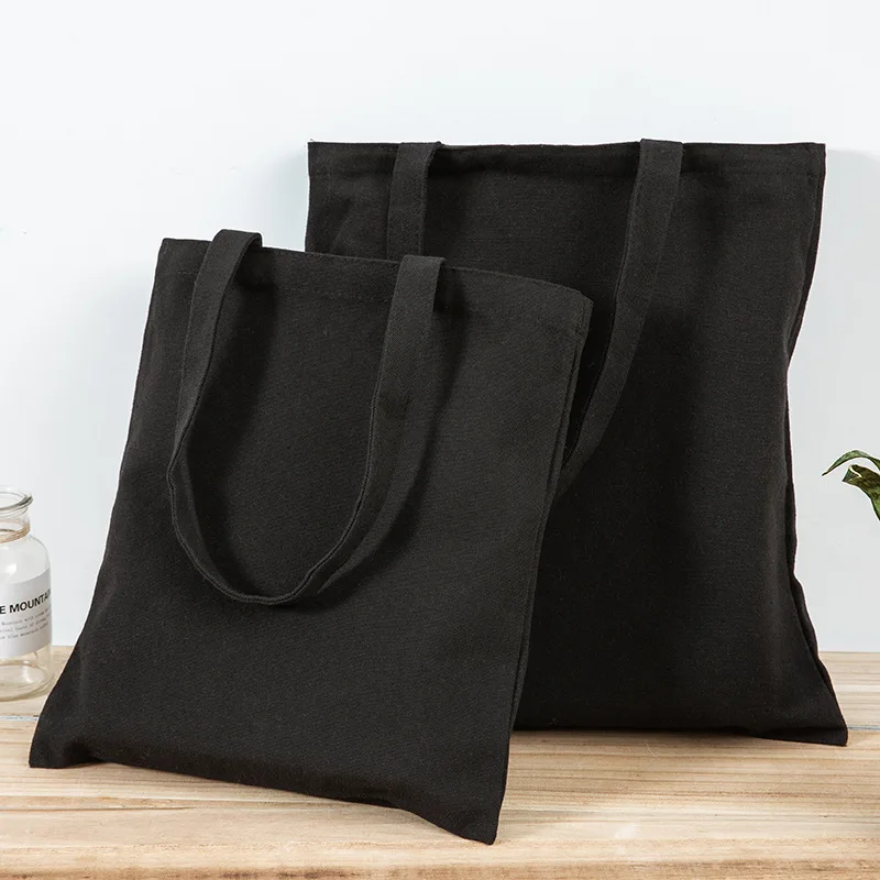 Sac fourre-tout en toile noire XinyiArt 34x38cm – Réutilisable, solide & multi-usages