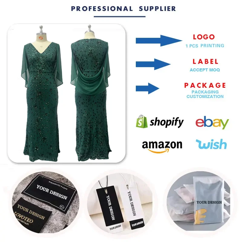 Robe de soirée grande taille à paillettes col V sirène - TW0206P