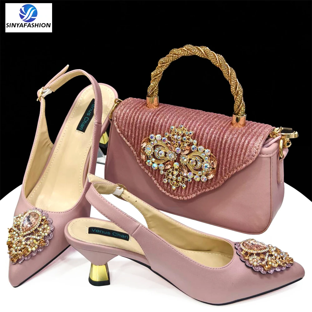 Ensemble chaussures & sac assorti Sinyafashion – Talons 6,7 cm, cuir PU, toutes saisons