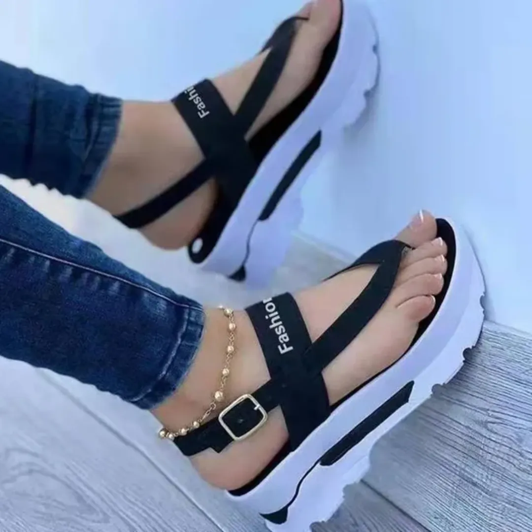 Sandales d'été à plateforme antidérapantes pour femmes – Bout large, confort PVC