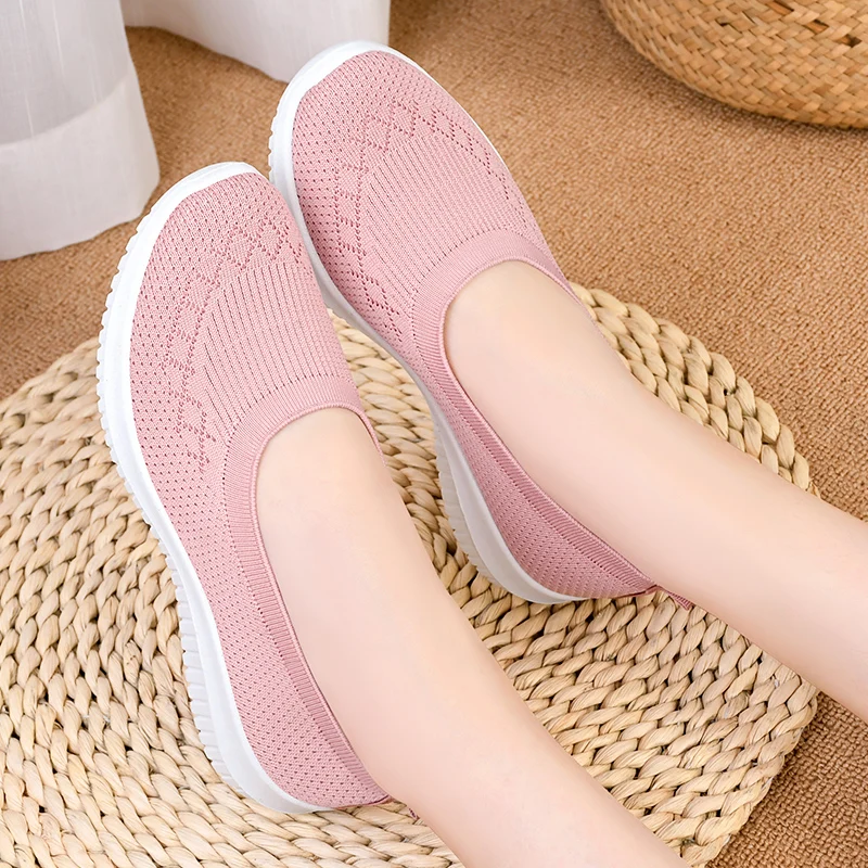 Chaussures plates respirantes sans lacets pour femme – Légères & confortables