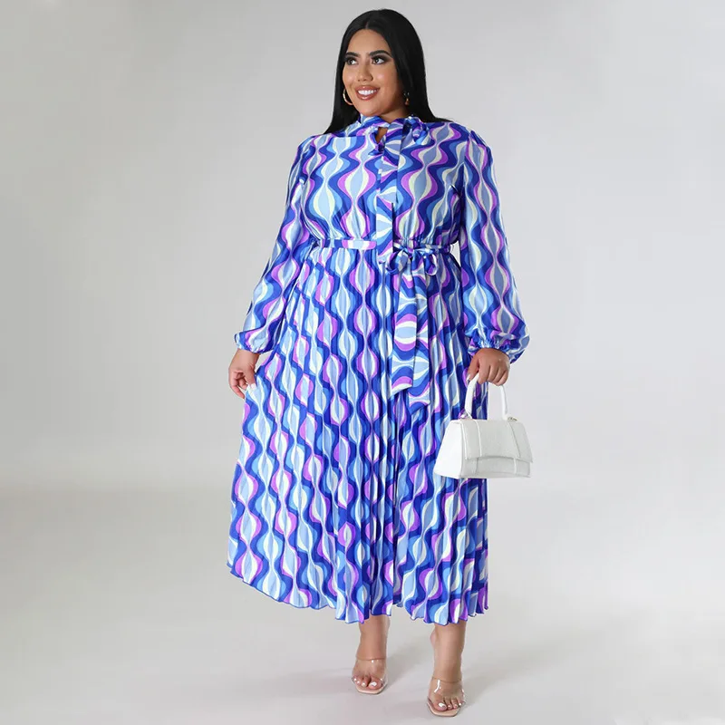 Robe Maxi Bohème Grande Taille – Imprimée, Plissée & Lacets | Style Été Vacances