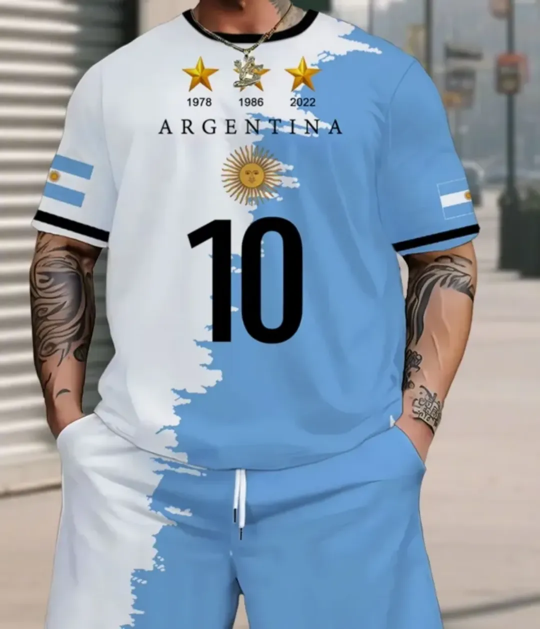 Ensemble Short & T-shirt – Équipe d’Argentine 3 Étoiles