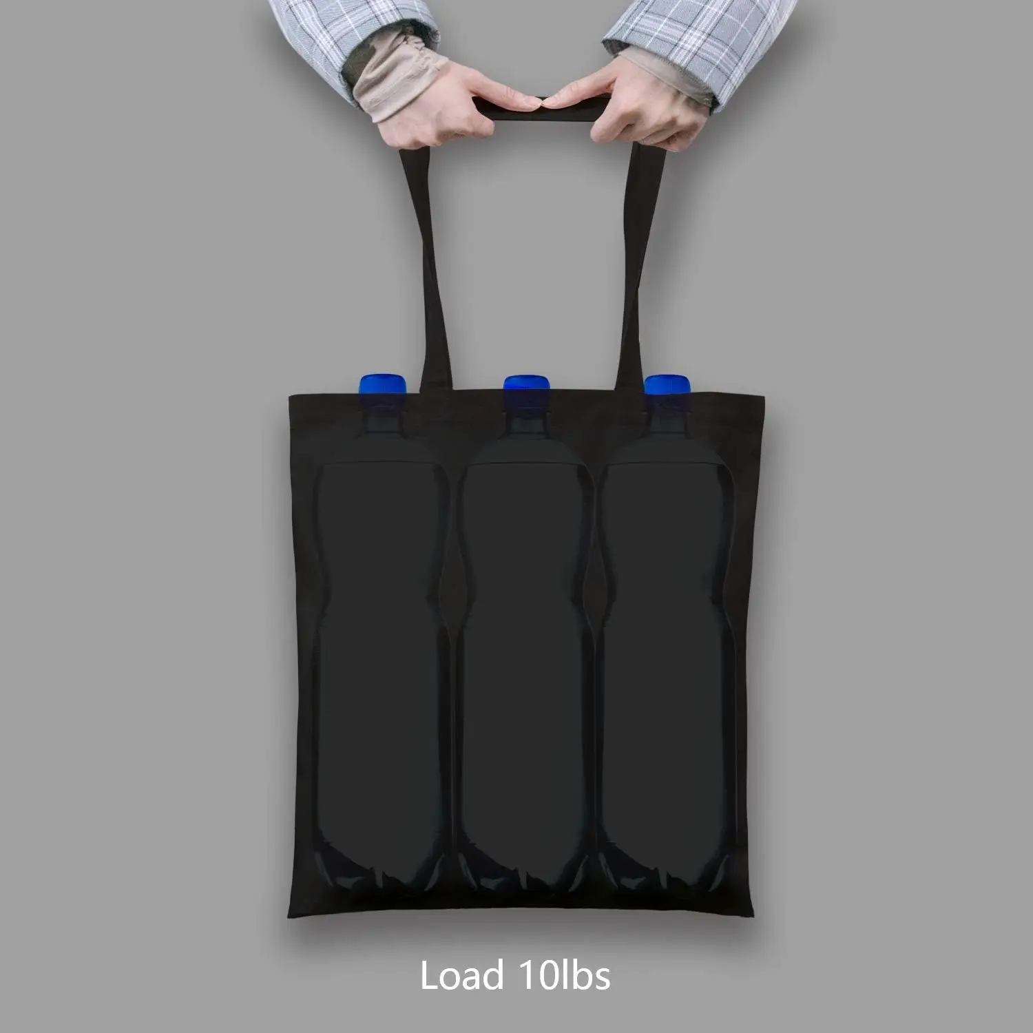 Sac fourre-tout en toile noire XinyiArt 34x38cm – Réutilisable, solide & multi-usages
