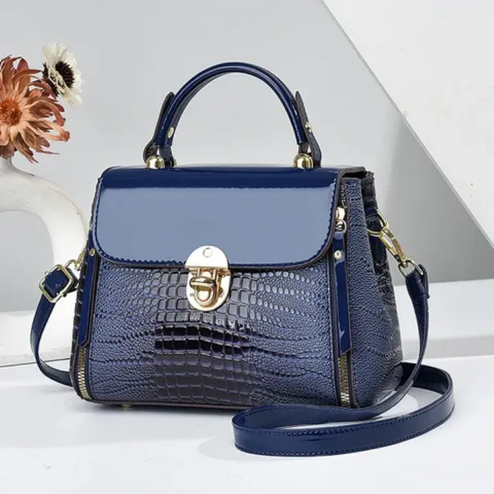 Sac à Main Effet Croco Verni - Chic et Intemporel
