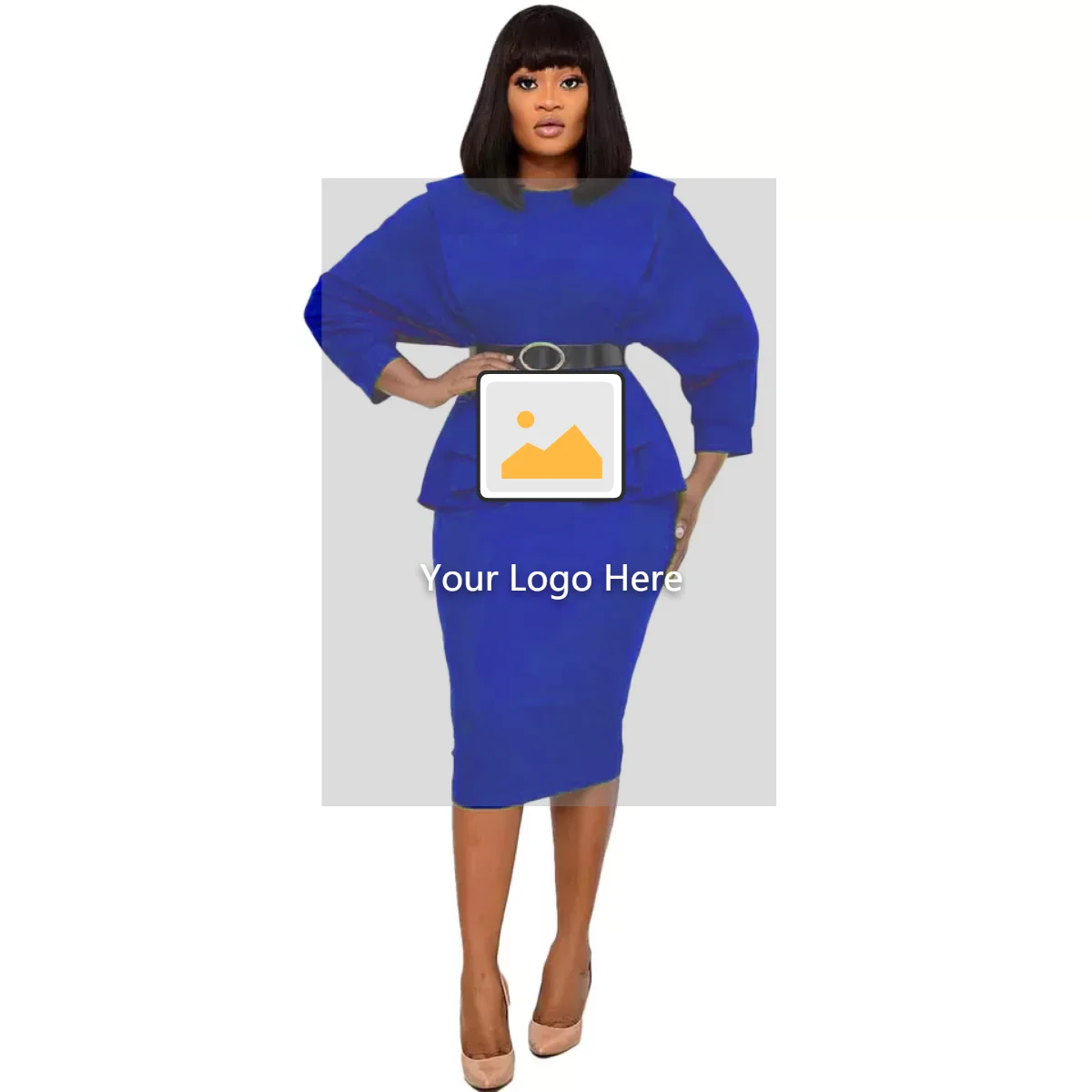 Robe Crayon Élégante à Manches Courtes Bicolore – Style Bureau & Carrière