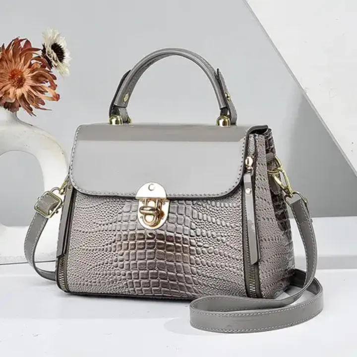Sac à Main Femme Élégant Motif Crocodile – Style Luxe, Grande Capacité, avec Bandoulière Amovible