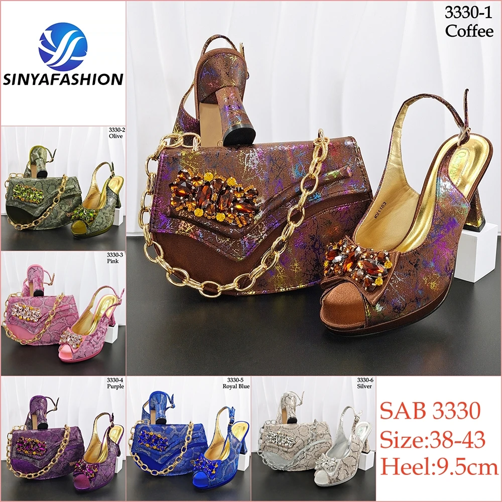 Ensemble chaussures à talons & sac de mariée Sinya – Cristal & Strass, Talons 8cm+